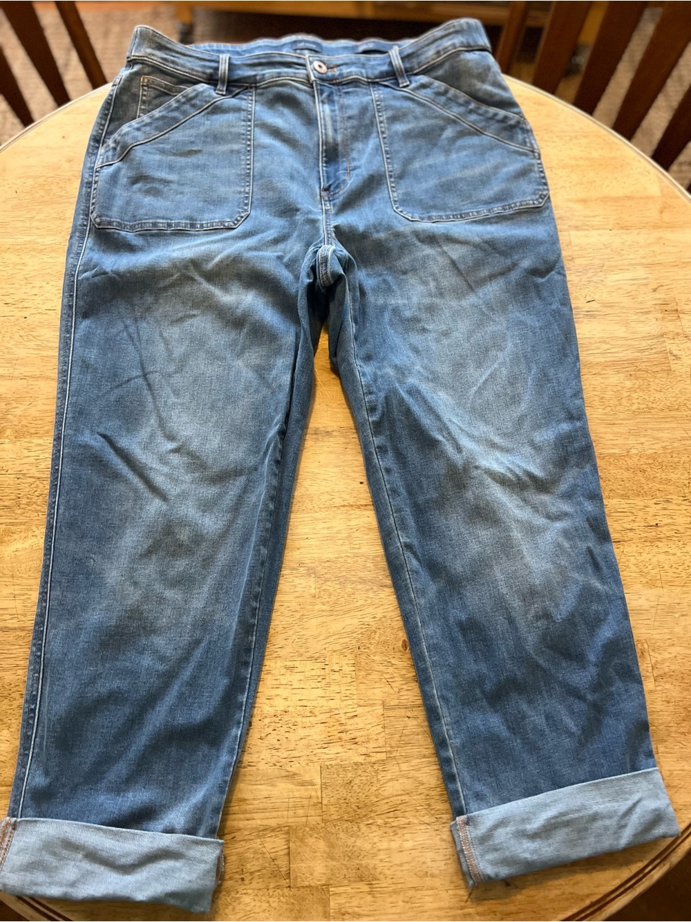 J Jill High Rise Straight Leg Cuffed Ankle Soft Denim Jeans